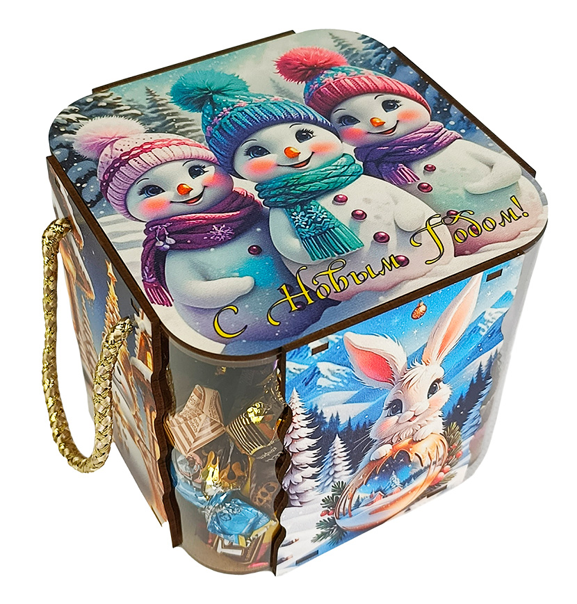 Куб прозрачный Снеговик